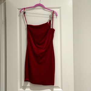 Red velvet one shoulder dress